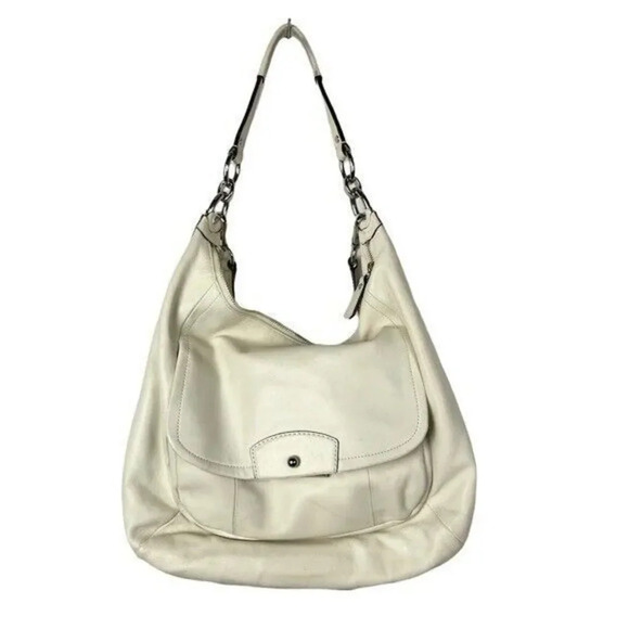 Coach Kristin White Leather Hobo Shoulder Satchel Bag - Picture 1 of 11